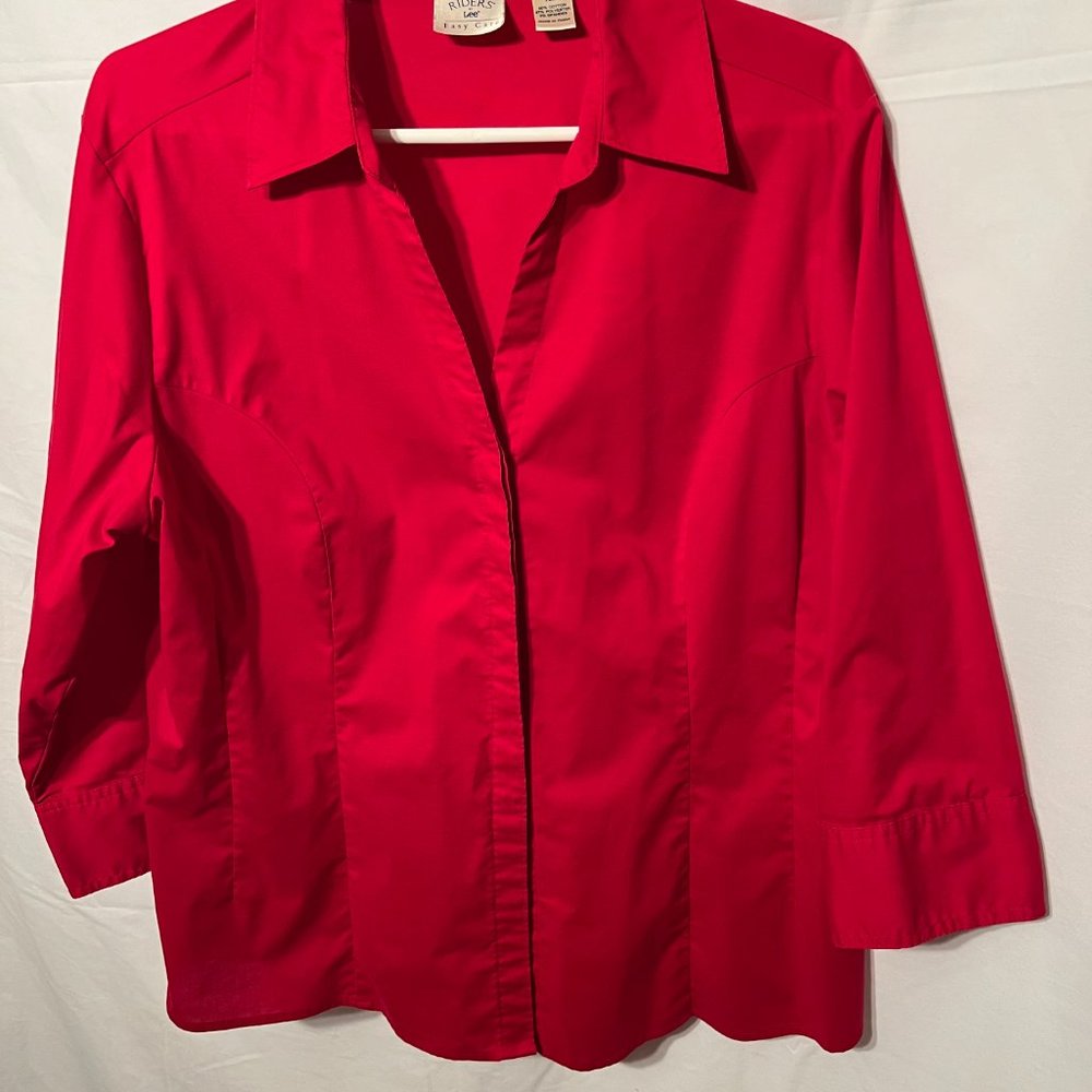Riders by Lee Womans 3/4 length sleeve. Red. Size XL.